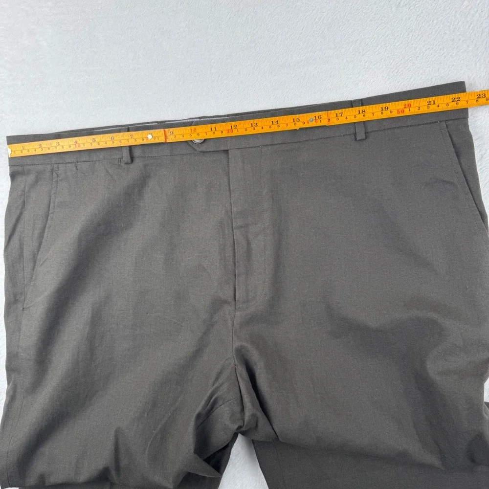 Stafford Linen Blend Trousers Mens 44x30 Brown Classic‎ Fit Flat Front Pants